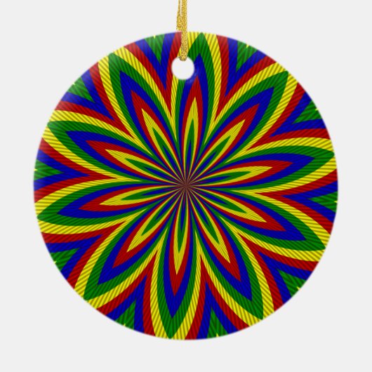 Blume 2 mit Rollen in Primärfarben Keramik Ornament (Hinten)
