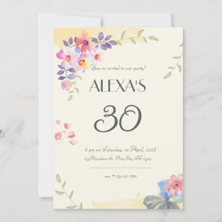 Blume 30. Geburtstag Einladung