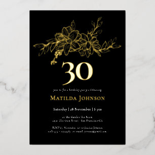 Blume 30. Geburtstag Gold Foil Einladung