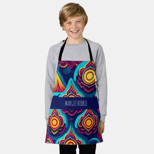 Blume 3D und Hills Regenbogenmuster Schürze (Getragen)