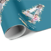 Blume 4. Geburtstag Aquamarines Foto Collage Blau Geschenkpapier (Rolleneckpunkt)