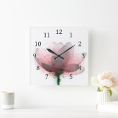 Blume 6 Rosa Lotus Quadratische Wanduhr (Zuhause)