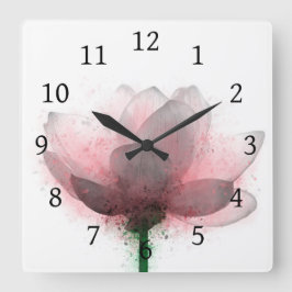 Blume 6 Rosa Lotus Quadratische Wanduhr