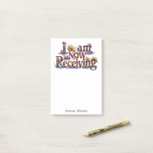 *~* Blume 7 ICH ERHALTE JETZT AP85 Manifesting Post-it Klebezettel (Auf Schreibtisch)