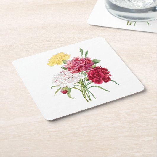 Blume: A008 Carnation - Rechteckiger Pappuntersetzer (angewinkelt)