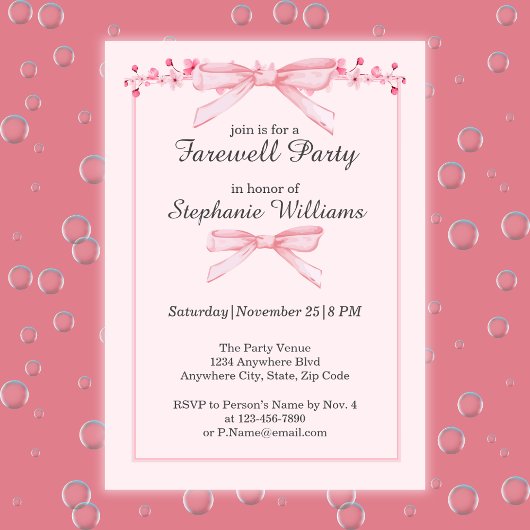 Blume - Abschiedsrosa  - Party Einladung