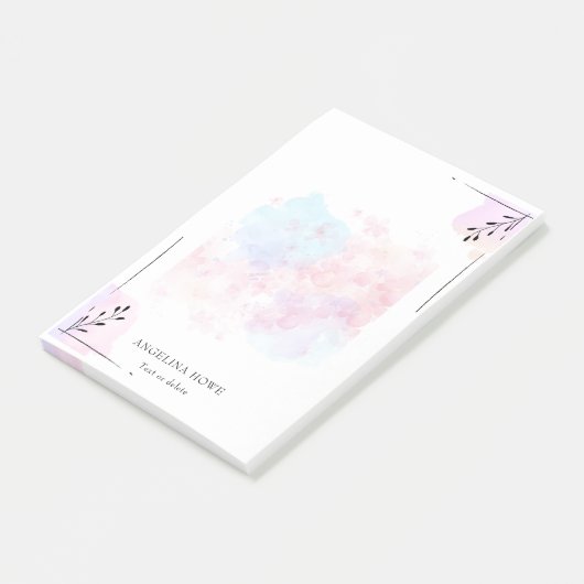 Blume Absract Wasserfarbe Personalisiert Post-it Klebezettel (angewinkelt)