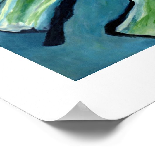 Blume Abstrakt blaugrünes aquamarines Schwarzes Ge Poster (Ecke)