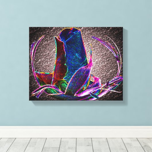 Blume abstrakt Blue Rose Leinwanddruck (Insitu (Holzboden))