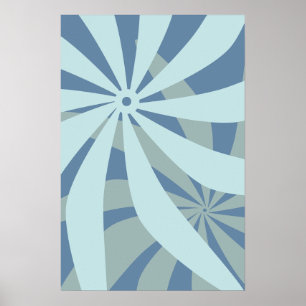 Blume Abstrakt Retro Blue Poster