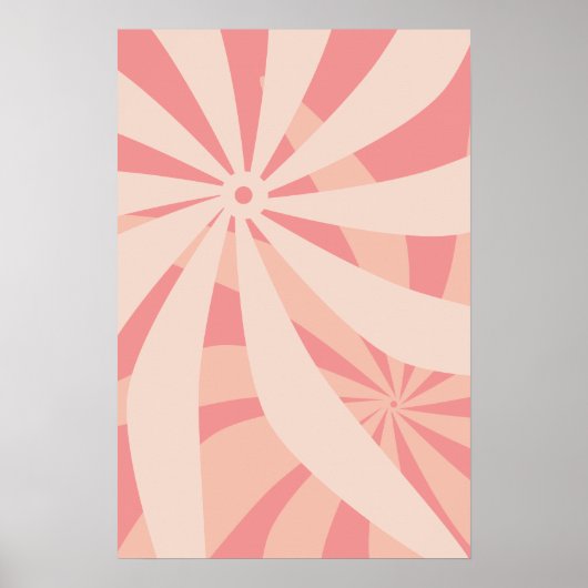 Blume Abstrakt Retro Rosa Poster (Vorne)