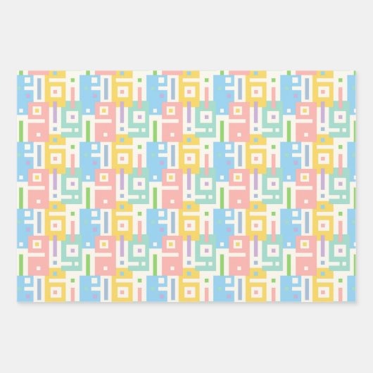 Blume, Abstrakte und Polka-Punkte Geschenkpapier Set (Vorderseite 2)