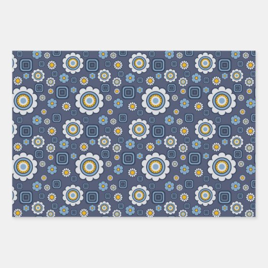 Blume, Abstrakte und Polka-Punkte Geschenkpapier Set (Vorderseite)