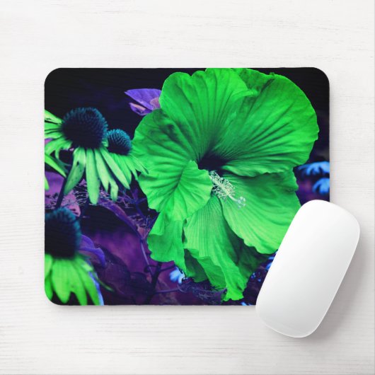 Blume abstrakter grüner Hibiskus Mousepad (Mit Mouse)
