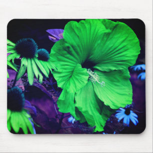 Blume abstrakter grüner Hibiskus Mousepad