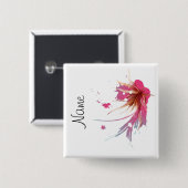 Blume abstrakter Hibisken Button (Vorne & Hinten)