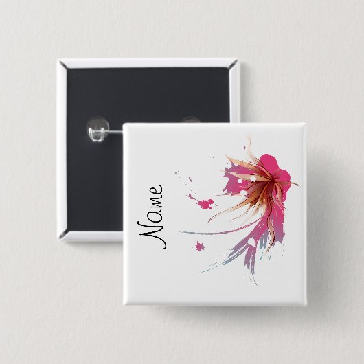 Blume abstrakter Hibisken Button (Vorne & Hinten)