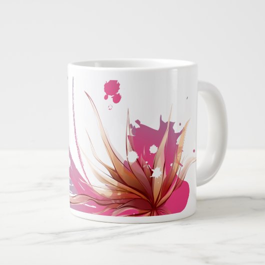 Blume abstrakter Hibisken Jumbo-Tasse (Vorderseite Rechts)