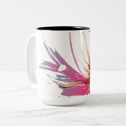 Blume abstrakter Hibisken Zweifarbige Tasse (Vorderseite Links)