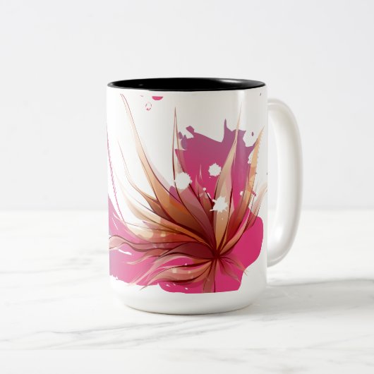 Blume abstrakter Hibisken Zweifarbige Tasse (VorderseiteRechts)