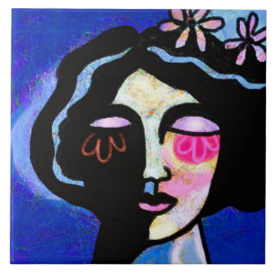 Blume Abstraktes digitales Portrait einer Frau Fliese