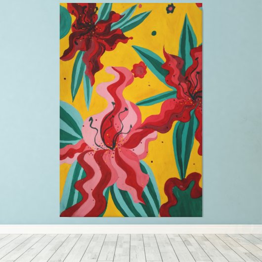 Blume, Abstraktion, Abstraktionismus, Leinwanddruck (Insitu (Holzboden))