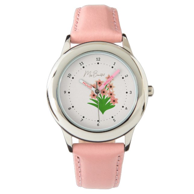 Blume abzeichnen armbanduhr (Vorderseite)
