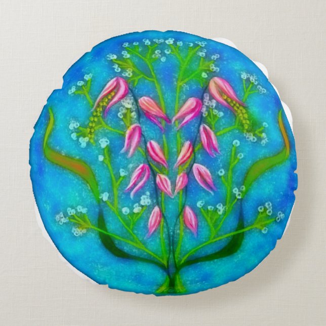 Blume Acryl Rundes Kissen (Vorderseite)