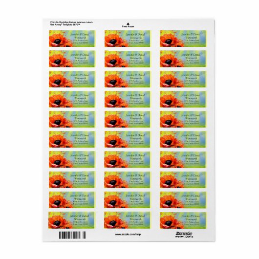 Blume Address Labels Orange Poppy (Vorne)