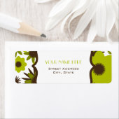 Blume-Adressetikett - Retro-grüne Blume (Insitu)