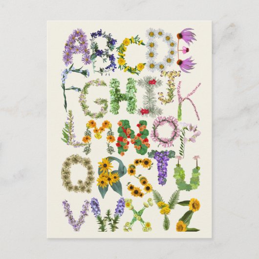 Blume Alphabet Kinder zurück zum Schullehrer Postkarte (Vorderseite)