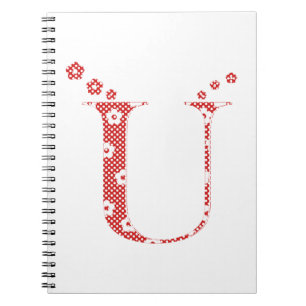 Blume Alphabet U (rot und Punkte) Notizblock