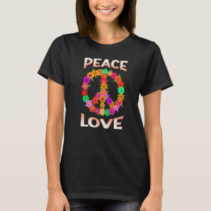 Blume Alte Frieden Willkommen Liebe Zeichen Hippie T-Shirt