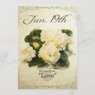 Blume am 19. Juni "White Rose" Karte