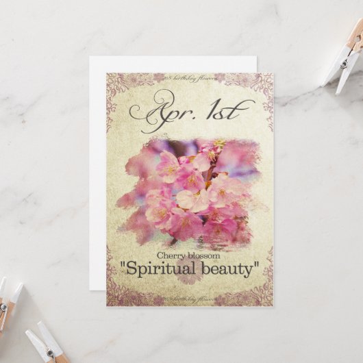 Blume am 1. April Karte (Vorderseite/Rückseite Beispiel)