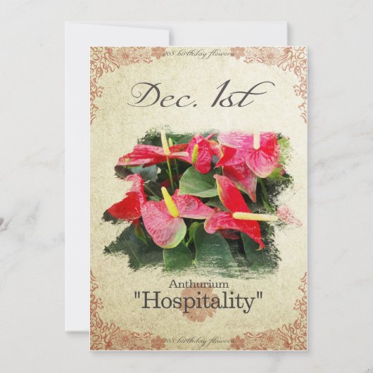 Blume am 1. Dezember "Anthurium" Karte (Vorderseite)