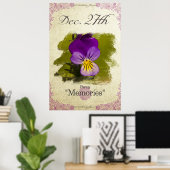 Blume am 27. Dezember "Pansy" Poster (Heimbüro)