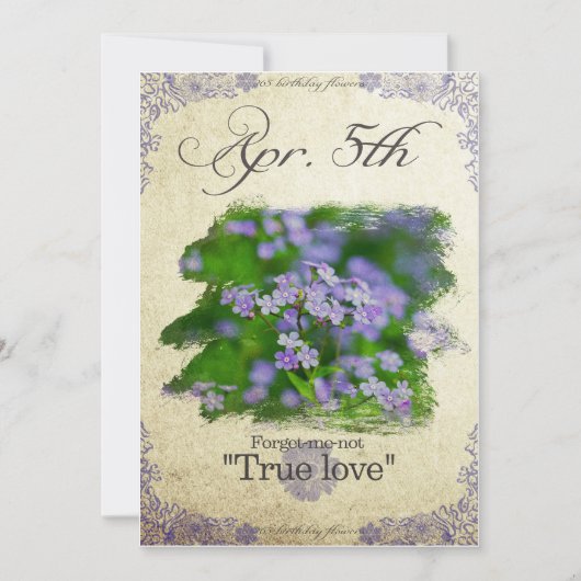 Blume am 5. April "Vergessen-ich-nicht" Karte (Vorderseite)