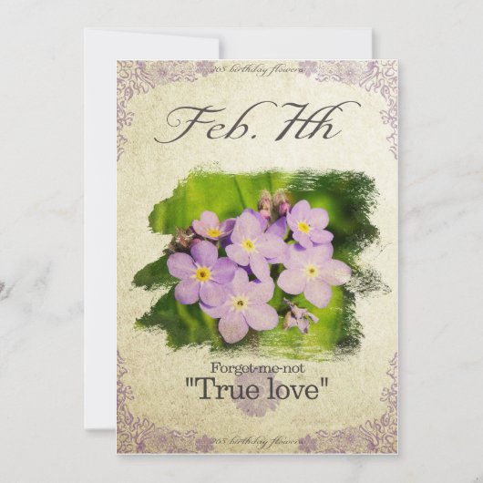 Blume am 7. Februar "Vergessen-ich-nicht" Karte (Vorderseite)