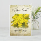 Blume am 9. April "Mimosa" Karte (Stehend Vorderseite)