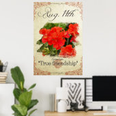 Blume am Geburtstag auf August 11. "Geranium" Poster (Heimbüro)