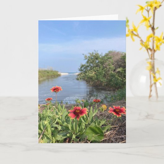 Blume am Meer (innen leer) Karte (Gelbe Blume)