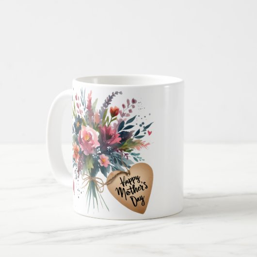 Blume am Muttertag in Aquarell Kaffeetasse (Vorderseite Links)