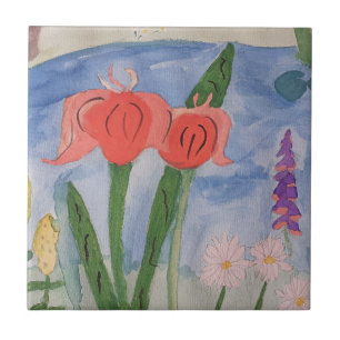 Blume am See Keramik Tile Fliese