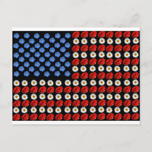 Blume Amerikanische Flagge Postkarte (Vorderseite)