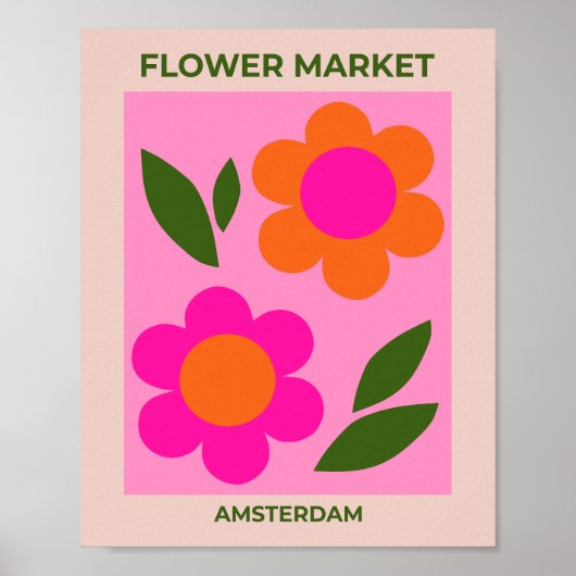 Blume Amsterdam Rosa und orange Blüten Poster (Vorne)