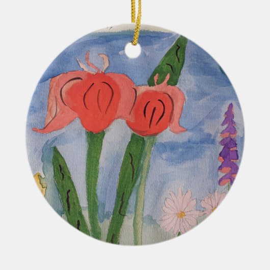 Blume an der Keramik Ornament (Vorne)