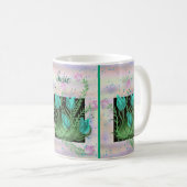 Blume an der Mauer, Aquamariner Personalisierter C Kaffeetasse (VorderseiteRechts)