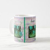 Blume an der Mauer, Aquamariner Personalisierter C Kaffeetasse (Vorderseite Links)
