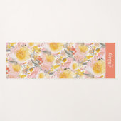 Blume an der rosa und gelben Küste Yogamatte (Vorderseite (Horizontal))